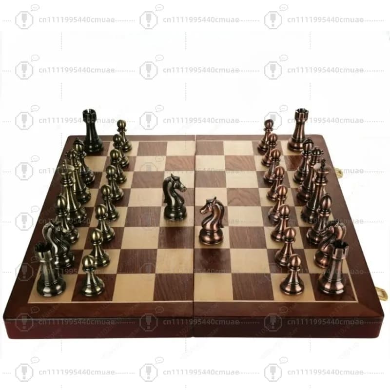 45CM Luxury Metal Chess Figures Wooden Chess Set Professional Folding Family Classic Board Games Chess Home