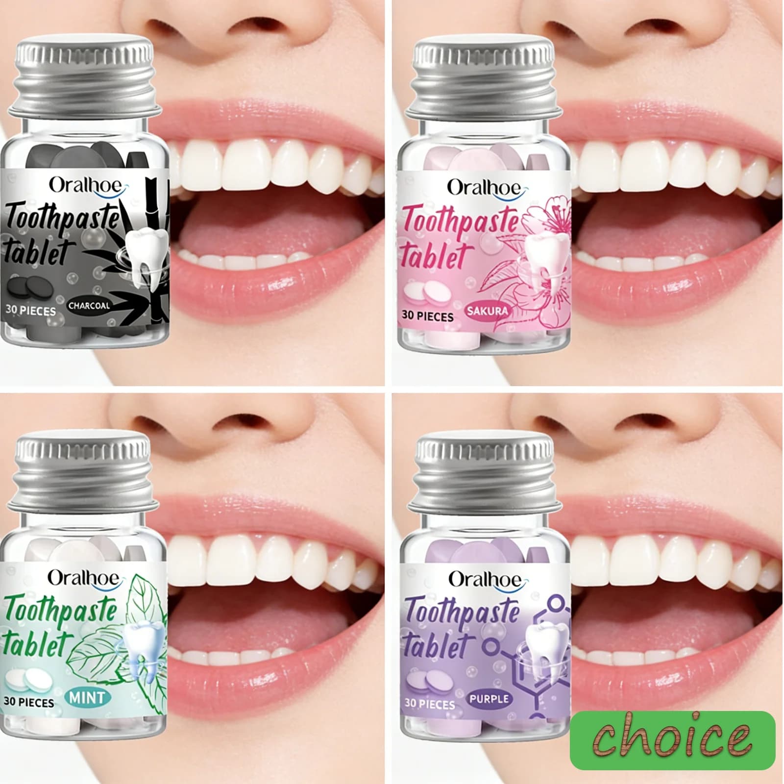 Solid Dentifricio pads for Deep Cleaning - Tablets Travel portals for Macchie removal and teeth whitening