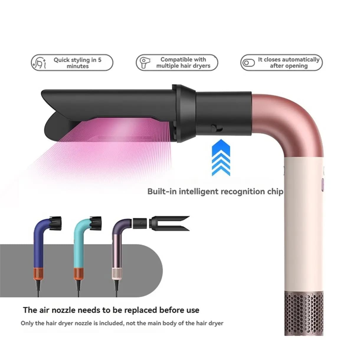 (A94Z) Accessorio per stirare i capelli per asciugacapelli Dyson HD17 HD18, ugello per un flusso d'aria delicato, per capelli lisci e uniformi