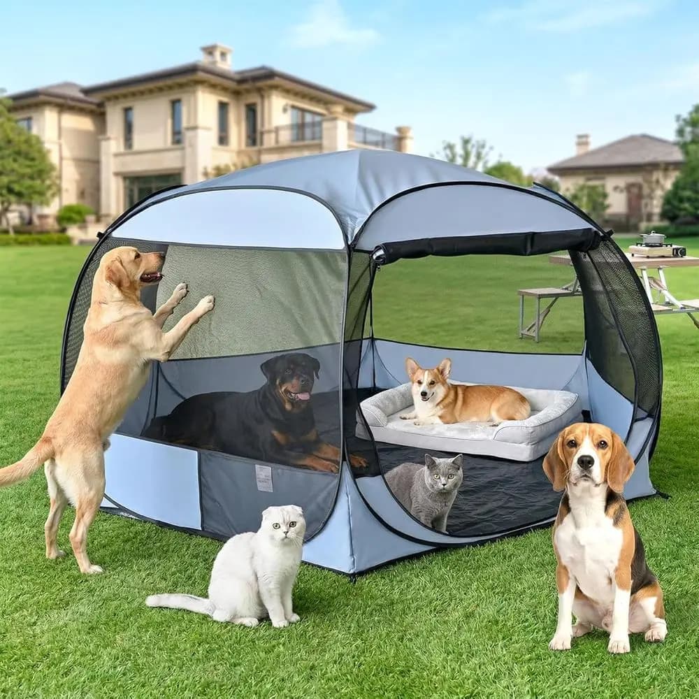 Cuccia Portatile XXLarge per Cani, 3x1.5m, Gazebo Assemblabile, Box per Cani, Tenda Parasole per Animali Domestici, Cuccia per Cani