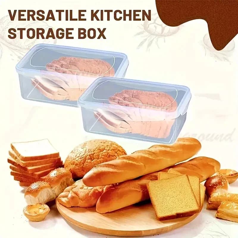 Contenitore in Plastica per Conservazione Pane, Ermetico, con Coperchio, Organizzatore per Cucina