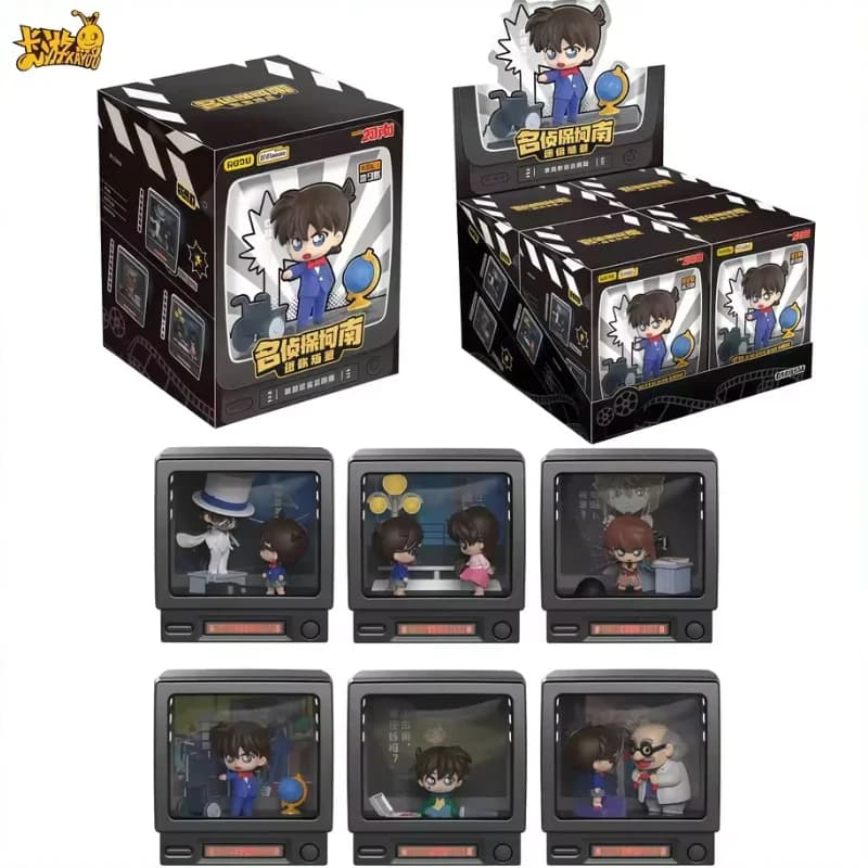In Stock Original Kayou Detective Conan Mini Scene Retro Tv Series Blind Box Pvc Anime Character Model Collection Toys Gifts