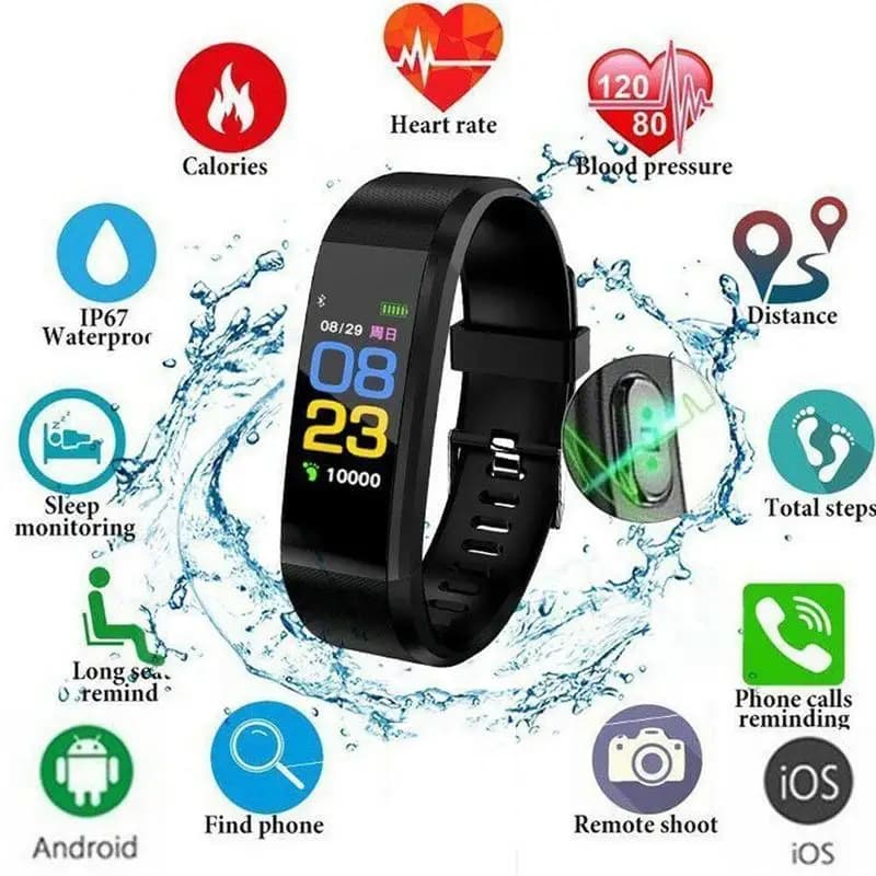 Nuovo Smart Band Impermeabile con Monitoraggio Fitness, Braccialetto Smart con Display RTC, Monitoraggio Automatico del Sonno, Notifiche Chiamate per Android e iOS