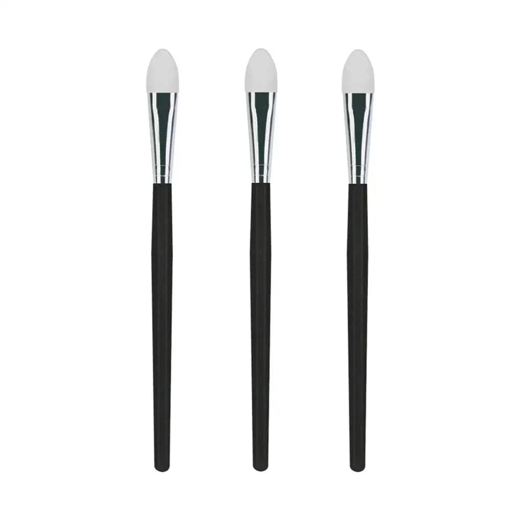 Set di 3 Pennelli in Silicone per Trucco Occhi e Labbra, Applicazione di Creme o Liquidi, Ideali per Viaggi