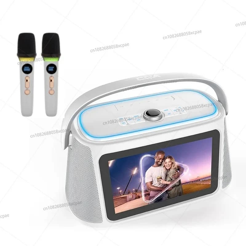 Macchina per Karaoke con Schermo Touch, Doppio Microfono, Sistema All-in-One per Casa, Altoparlante Wireless Portatile per Esterni IPX4