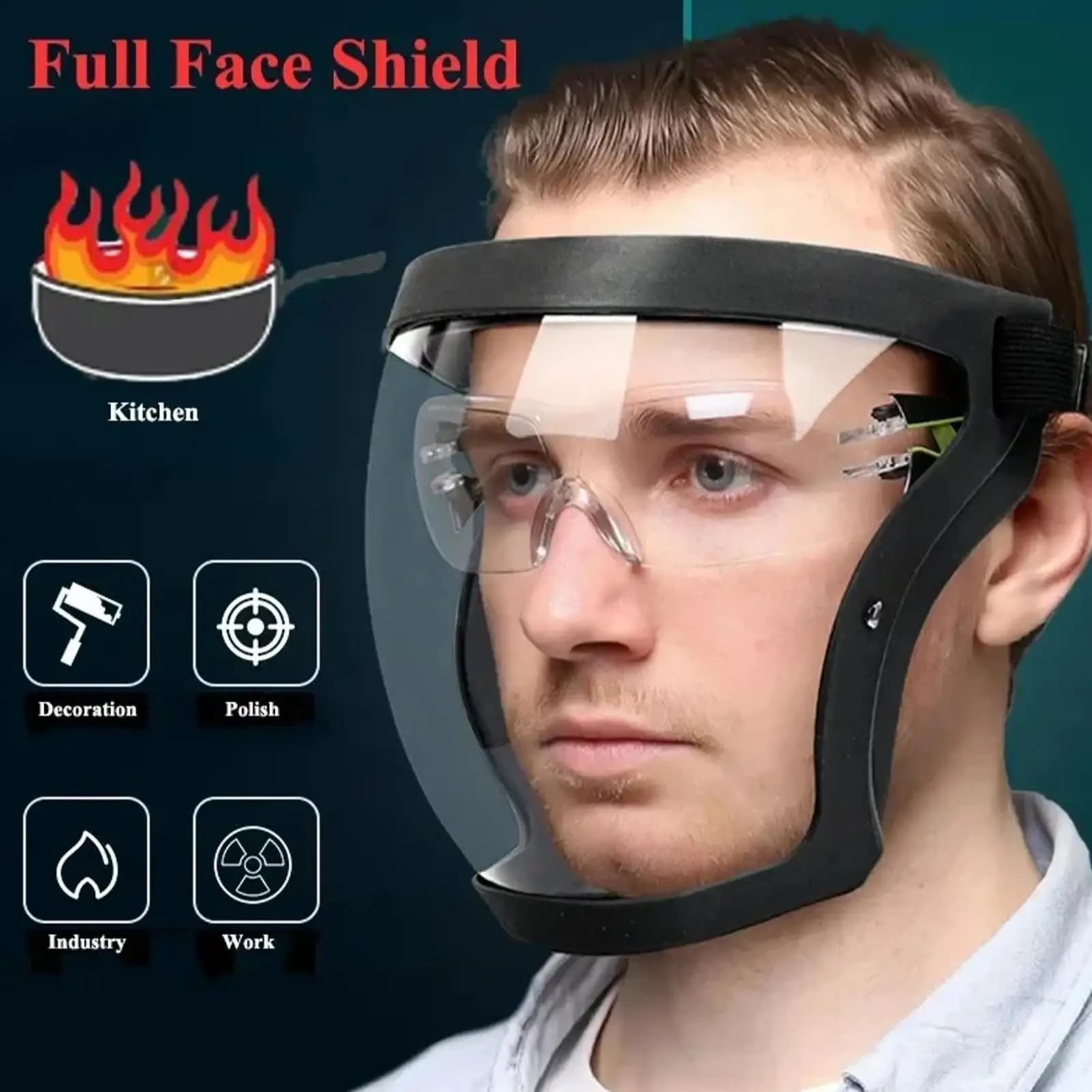 Maschera Protettiva Trasparente Antispruzzi, Protezione Facciale per Esterni, Copricapo di Sicurezza ad Alta Definizione