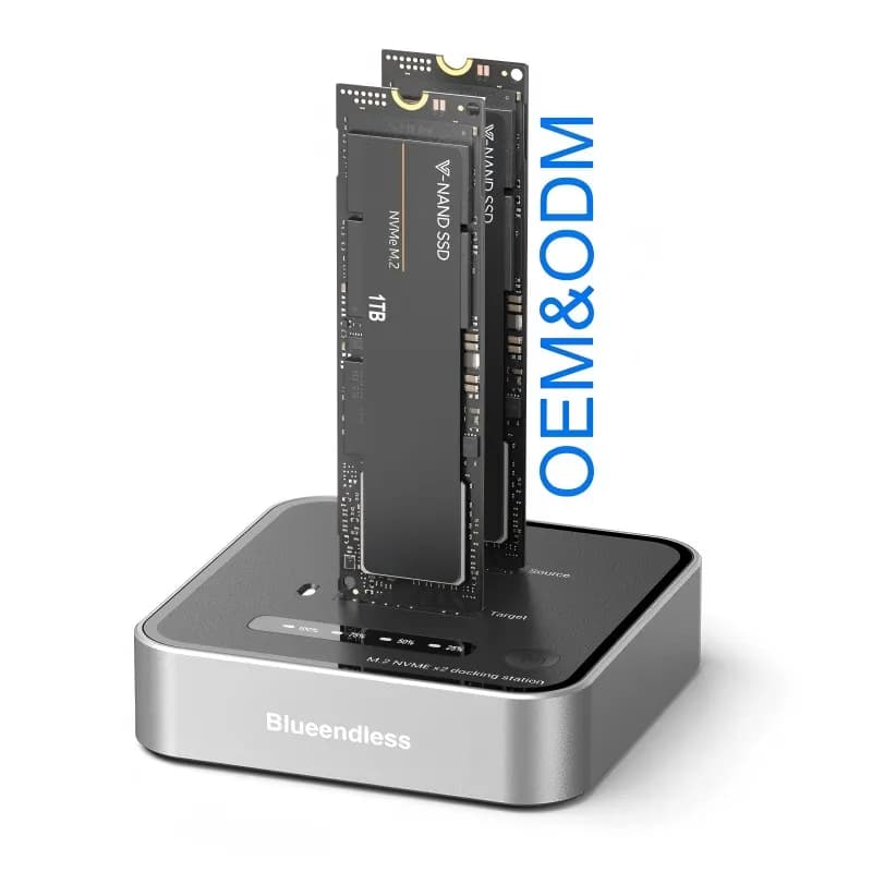 Dock duplicatore SSD 20 Gbps Alimentato M.2 NVME 2230 2242 2260 2280 22110 Dock di clonazione SSD Docking station clone M.2 NVME a 2 alloggiamenti