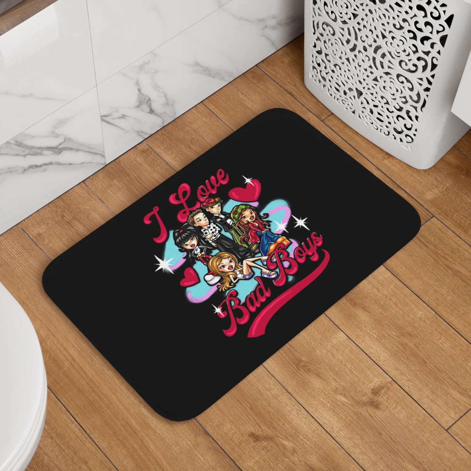 Personalized Bratzs Doll I Love Bad Boys, Bathroom Anti-slip, Kitchen, Garden, Garage, Entrance