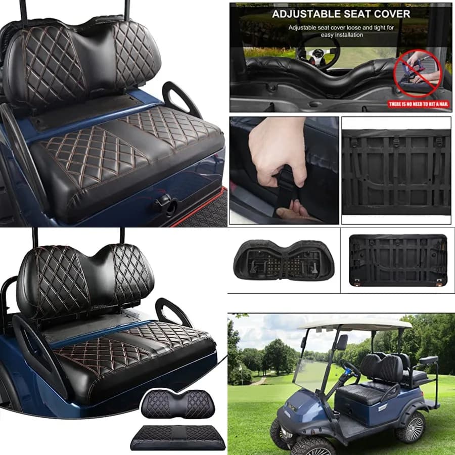 Kit Coprisedili Diamantati per Golf Cart, Adatti per Cuscino Sedile Anteriore Standard OEM Club Car Precedent, Coprisedile in Vinile per Golf Cart, Senza N