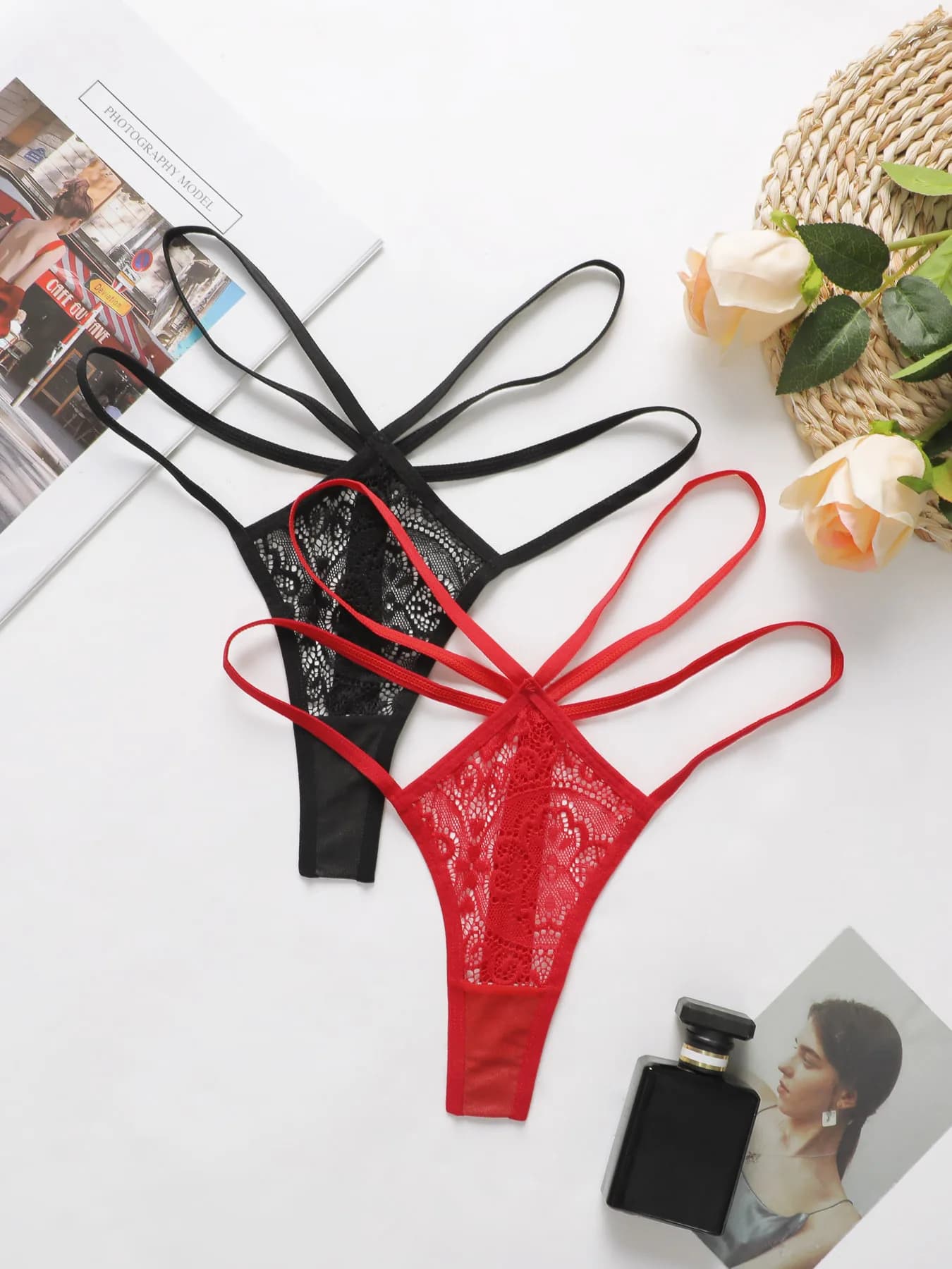 Hot Sale Cross Thin Strap Lace Thong Women Hollow See Through G-string Low Waist Sexy Erotic T-back Lingerie Panties Underwear