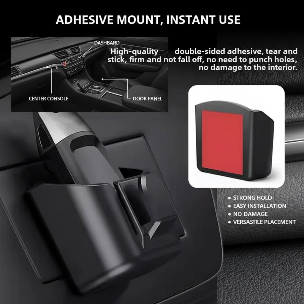 Portachiavi da auto con clip, organizer da cruscotto per interni auto, supporto adesivo, stile migliorato per porta tessere e chiavi, universale