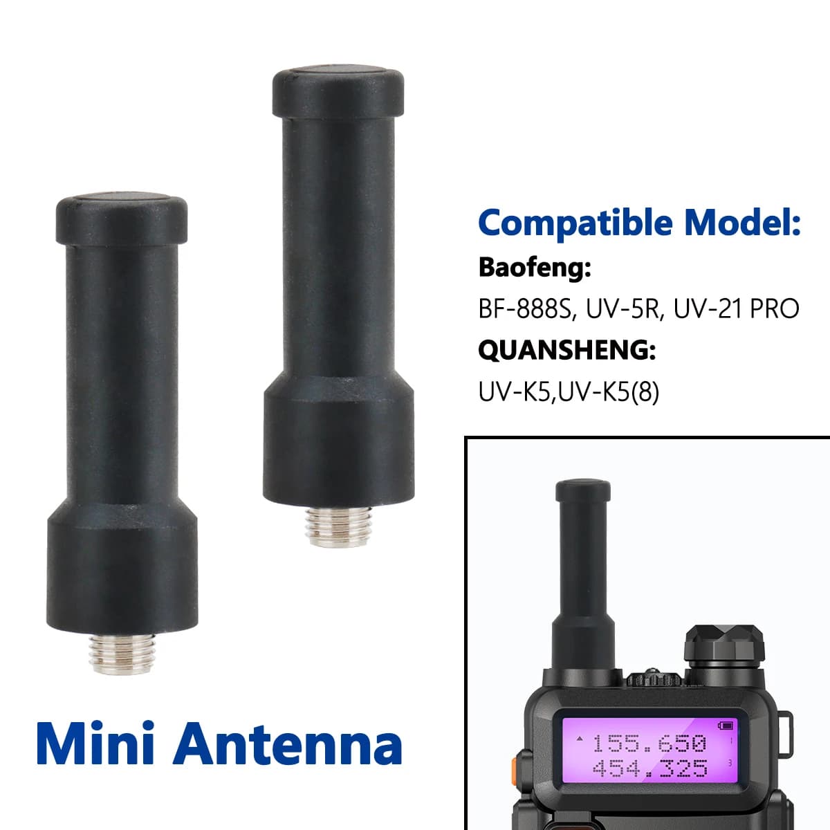 2PCS Walkie Talkie Antenna 400-470mhz SMA-Femmina Mini Ultra Antenna Per Baofeng BF-888S UV-5R UV-21 PRO V2 Quansheng UV-K5 8