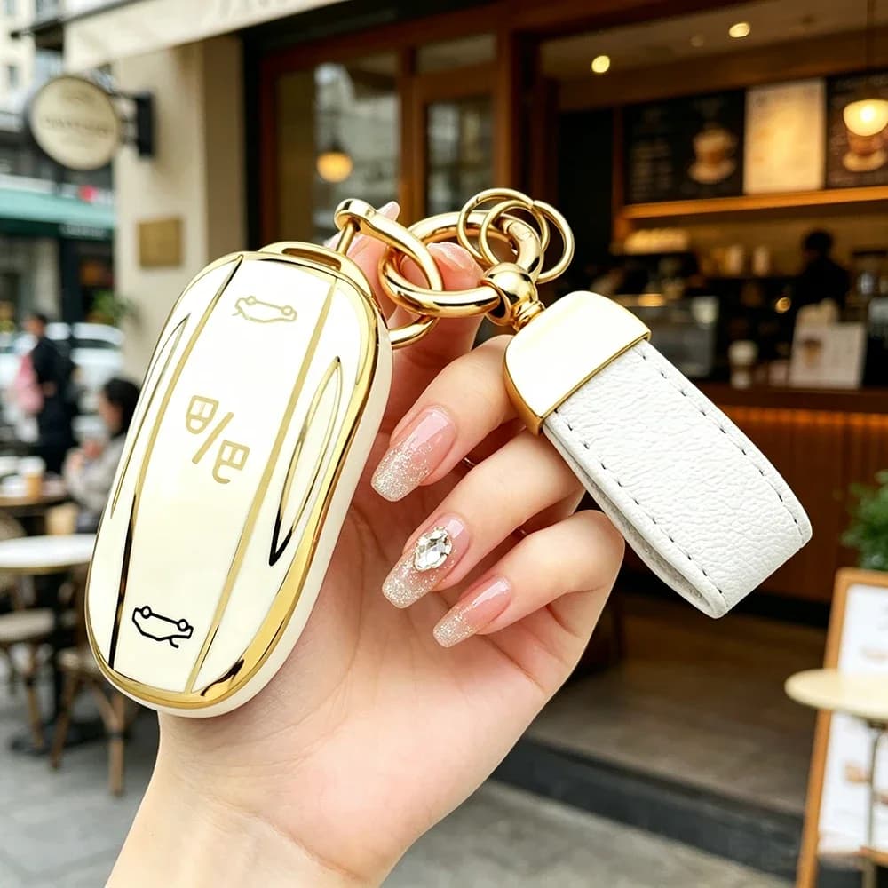 Custodia Protettiva in TPU per Chiave Auto Tesla Model 3, Model S, Model X, Model Y - Porta Carta NFC Keyless - Accessori Auto