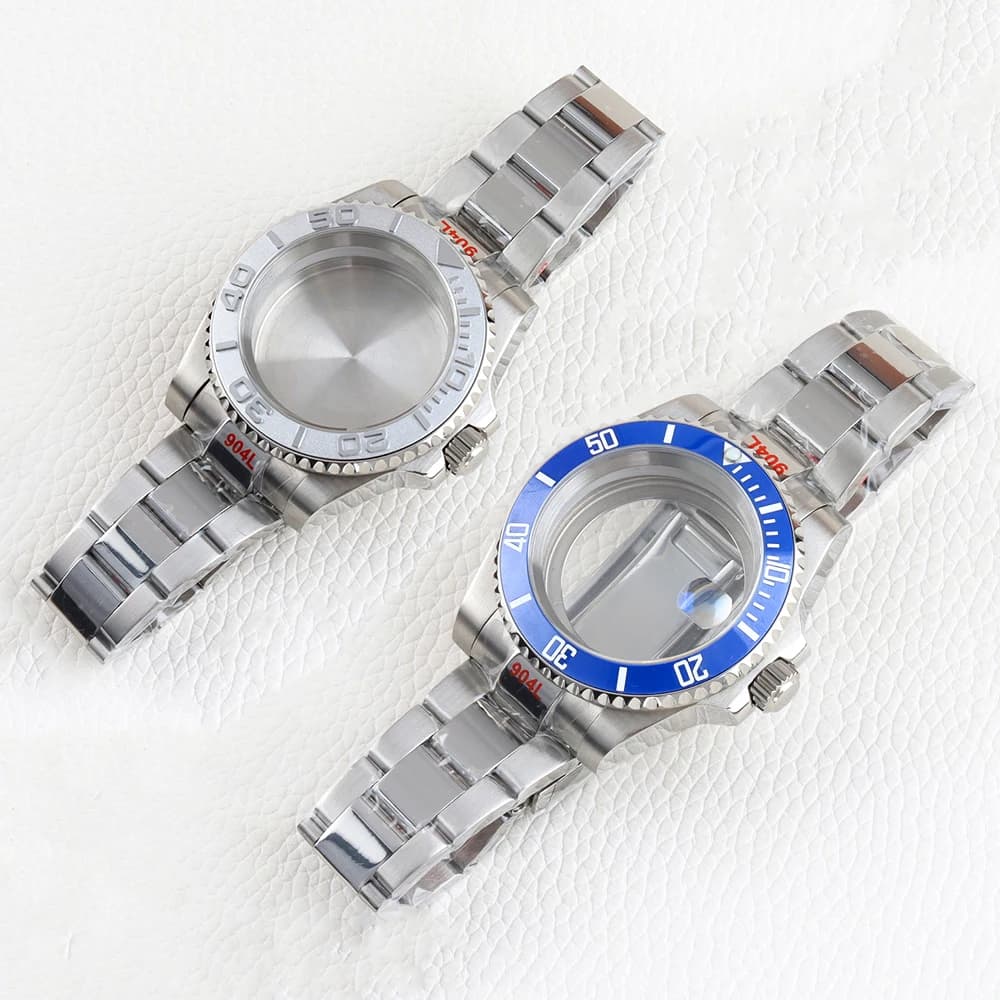 Cassa per orologio da 40 mm Cinturino da 20 mm Bracciale lucido Oyster impermeabile per movimento Yachat-Master SUB 28,5 mm Quadrante NH34 NH35 NH36 NH38
