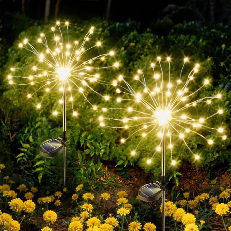Outdoor Solar LED Pathway Lights Waterproof Firework Fairy Lawn Lamp Garden Decor for Patio Walkway Yard