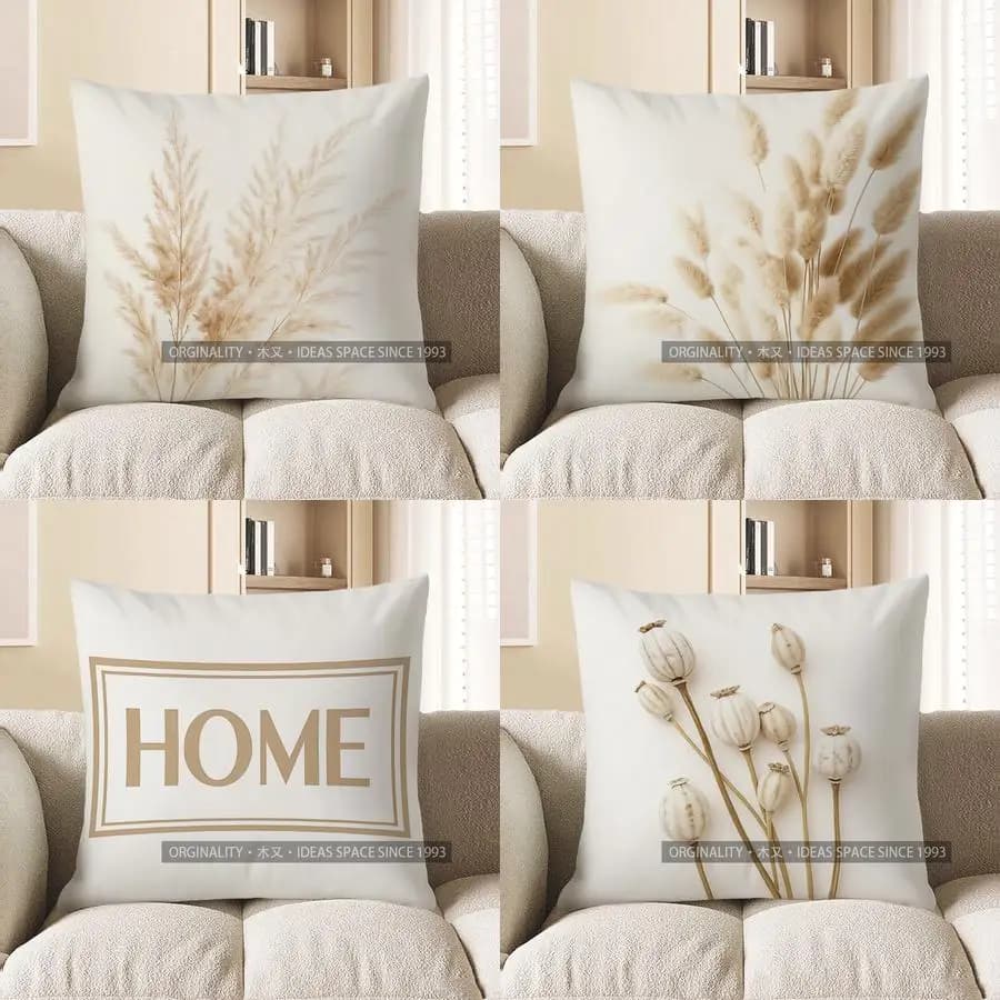 Decorazioni per la casa Fodera per cuscino decorativa con motivo erba di pampa adatta per divano, camera da letto, auto