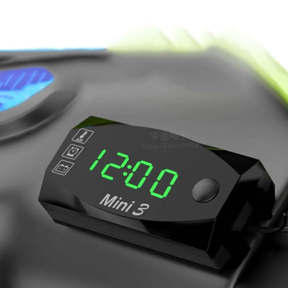 Termometro voltmetro orologio elettronico per moto con display digitale portatile impermeabile tre in uno ABS LED