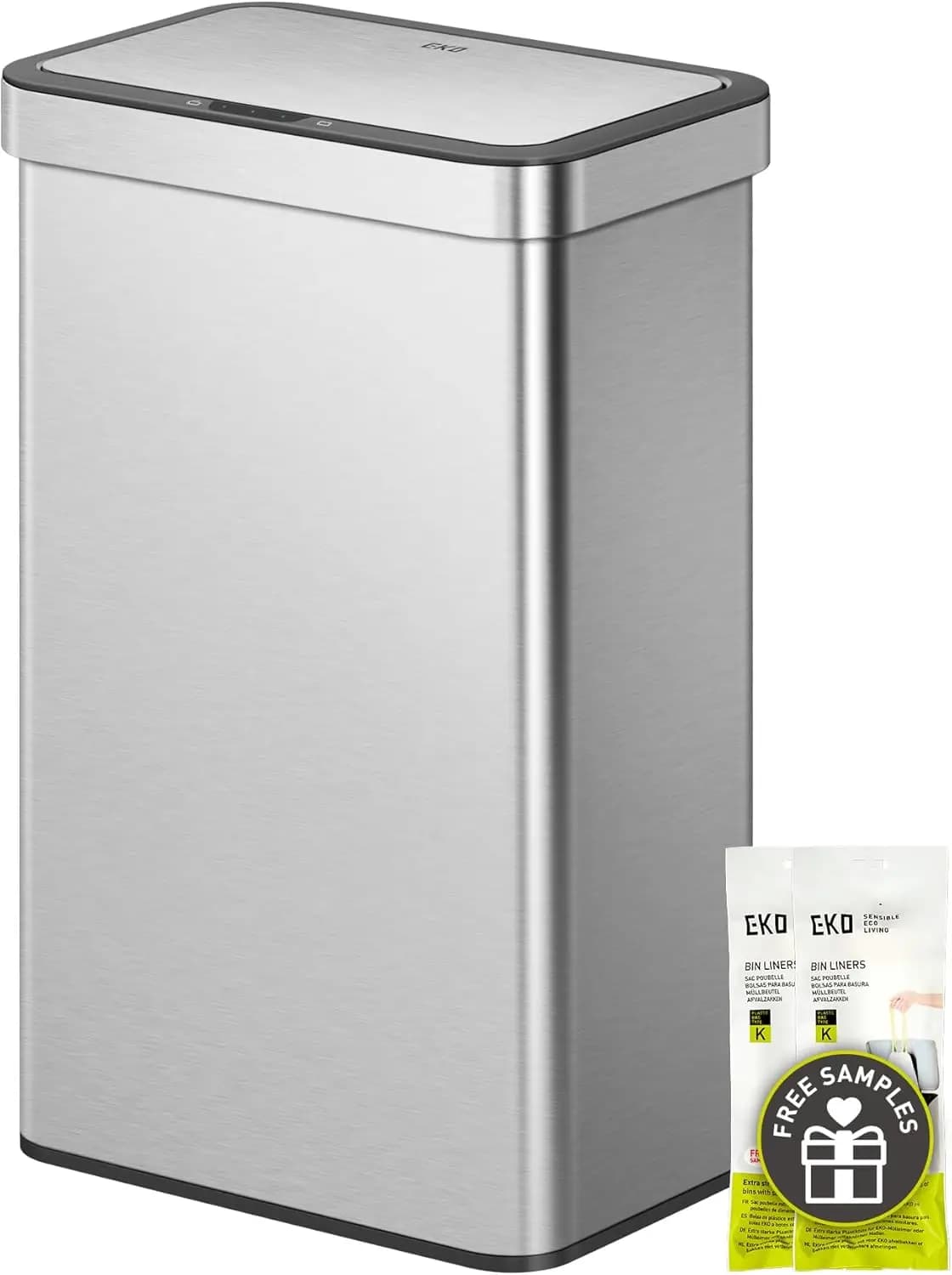 Pattumiera con Sensore di Movimento a Doppio Scomparto 30L+30L, Bidone Automatico per Riciclaggio da Cucina da 16 Galloni, Coperchio a Chiusura Morbida, Acciaio Inossidabile