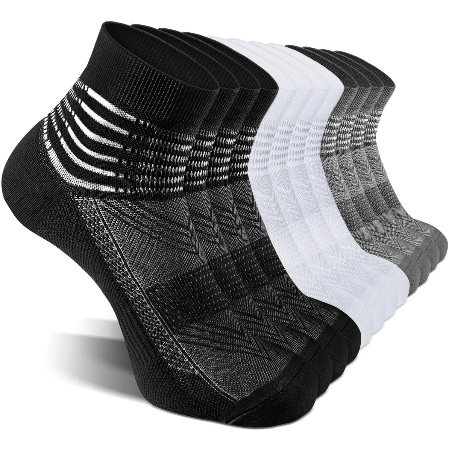 IRAMY Compression Ankle Support Socks - Coolmax Sweat Wicking, Cushioned - For Athletic Use, Plantar Fasciitis Relief - Women's Compression, Cooling Active Socks (6 Pairs), Sweat Wicking Socks, Compression Socks Women