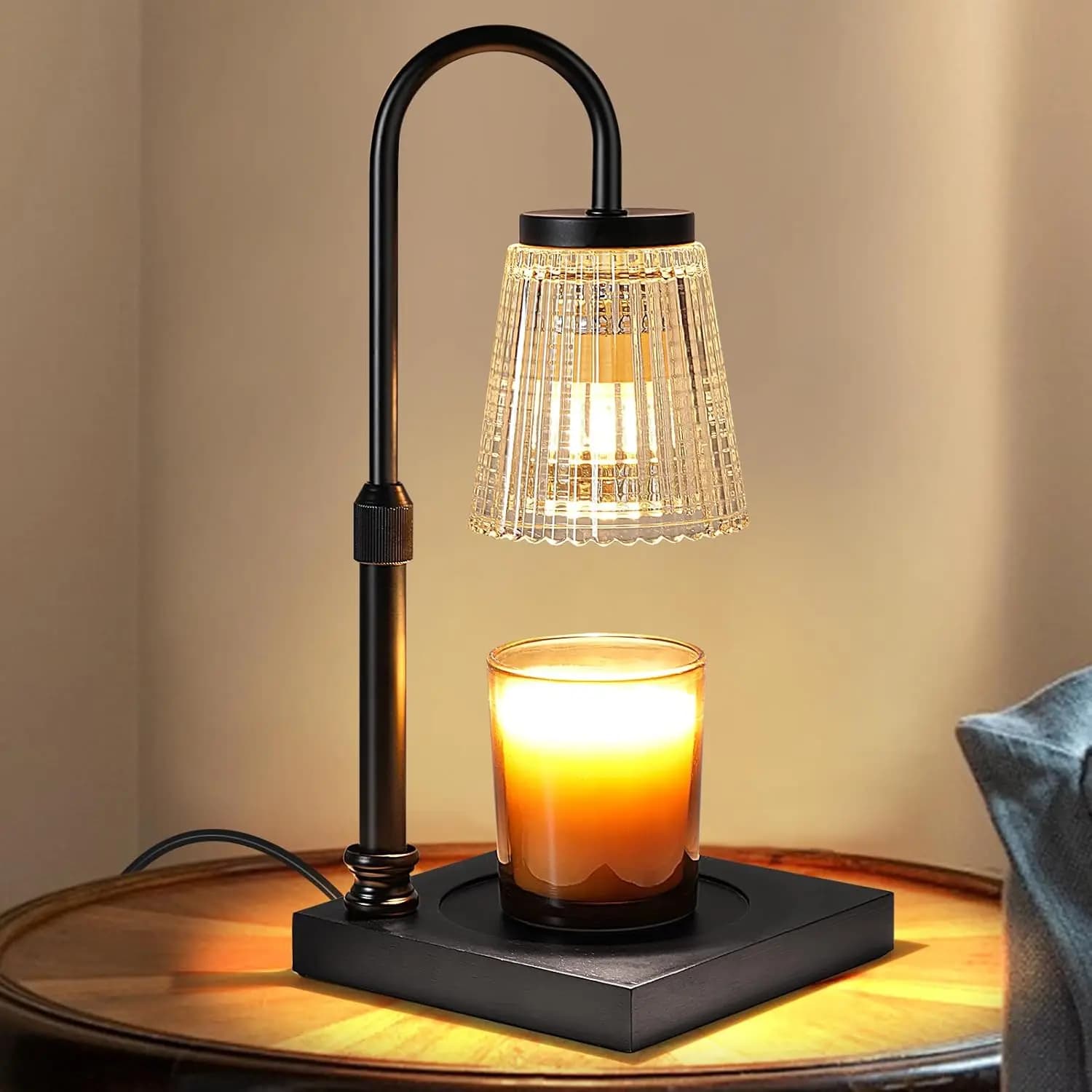 Lampada Scaldacandele con Timer e Dimmer, Altezza Regolabile, 2 Lampadine da 50W per Candele Profumate