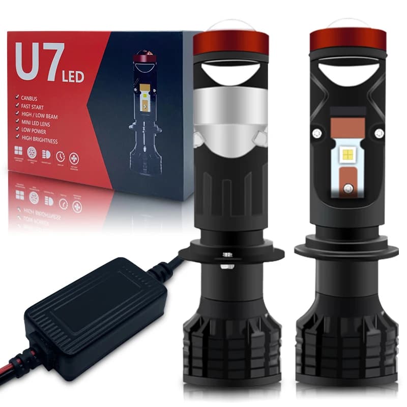 2PCS H7 H4 Led Mini Projector Lens Car Headlight Bulbs 30000LM Canbus Auto Lamp 6500K High Low Beam White Light Bulbs 12V 24V