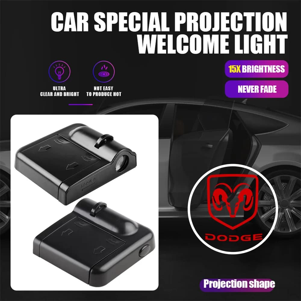 2 Pezzi Luce di Benvenuto HD per Portiera Auto, Proiettore LED, Accessori Auto per Dodge Durango Caliber Dakota Neon SXT Nitro Ram Dart SRT