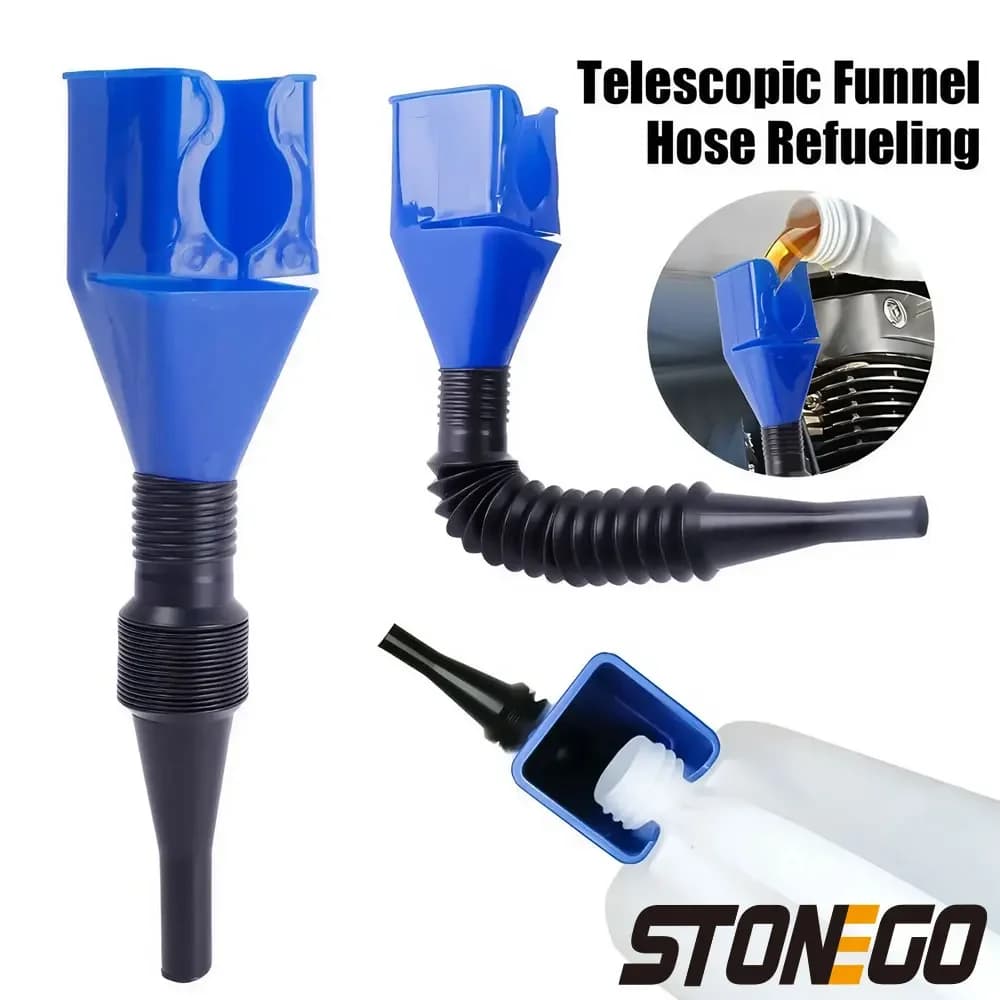 STONEGO 1PC Imbuto flessibile telescopico senza gocciolamento con design quadrato girevole per versare l'olio adatto per il rifornimento di carburante dell'auto
