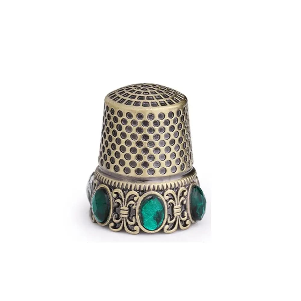 Ditali da Cucito Vintage in Rame Premium, Protezioni per Dita con Diamanti, Ditali da Ricamo Durevoli per Artigianato Fai-da-te
