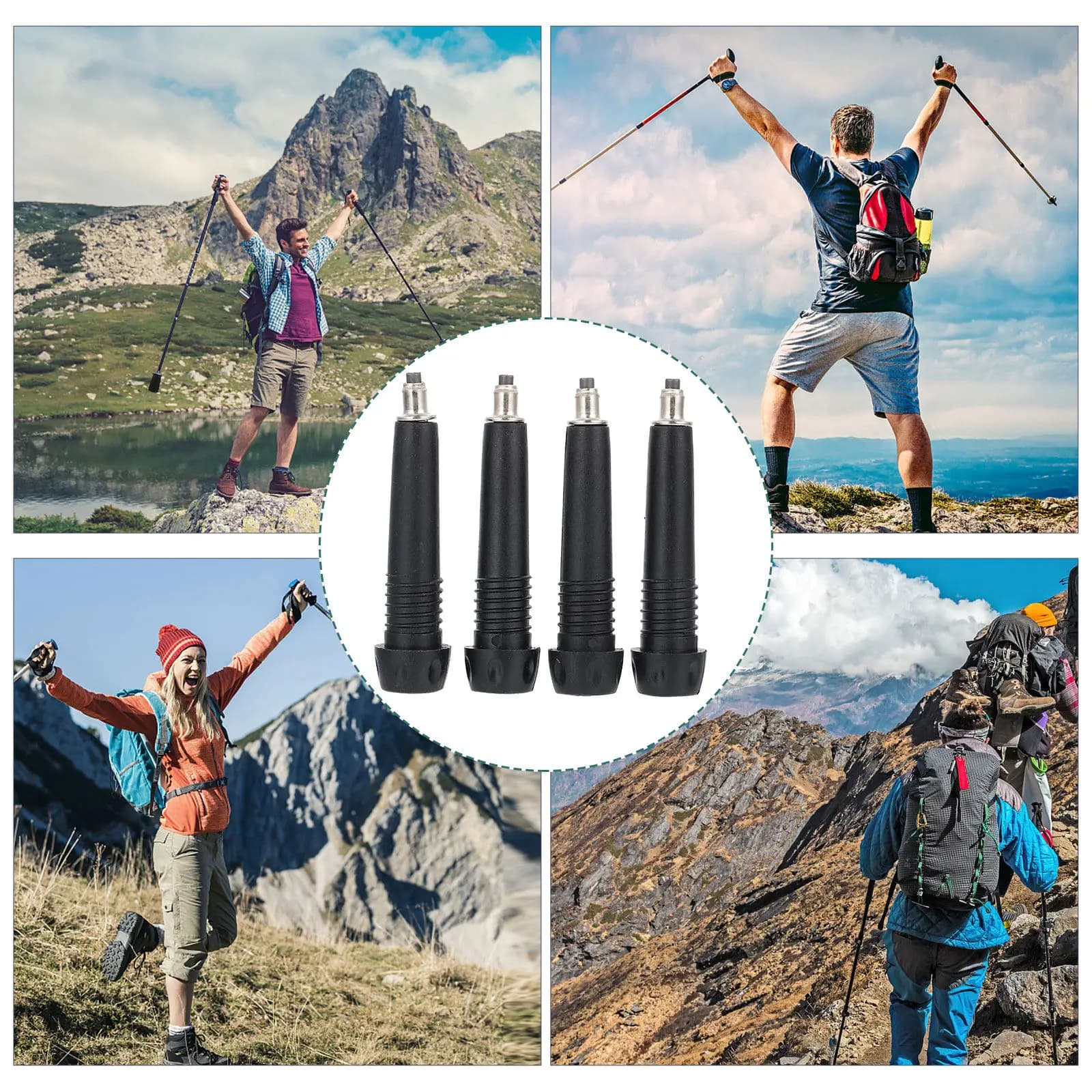 4 Pezzi Punte Professionali per Bastoncini da Trekking in Carbonio e Acciaio al Tungsteno, Protezioni per Bastoni da Escursionismo con Presa Migliorata
