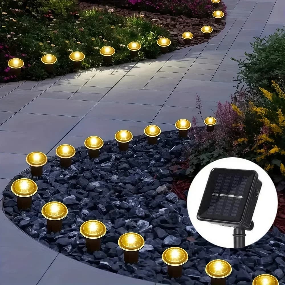 Luci solari da giardino, luci a corda impermeabili per percorsi da prato, campeggio, feste di compleanno, vacanze e decorazioni