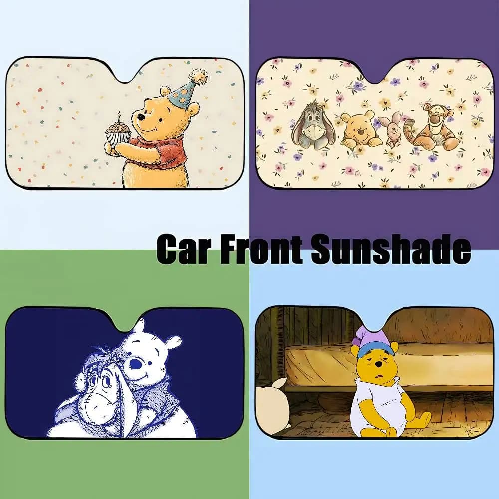 Cute W-Winnie The P-Pooh-S Kawaii Stylish And Trendy Windshield Sunshade Car Windshield Cover Car Sunshade Curtain SunProtection