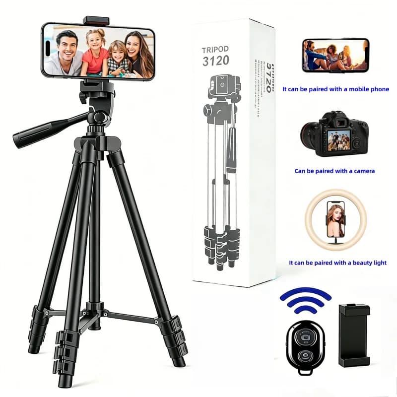 Treppiede per Telefono con Telecomando Bluetooth, Supporto Leggero per Fotocamera e Smartphone, Ideale per Video e Fotografia Stabili