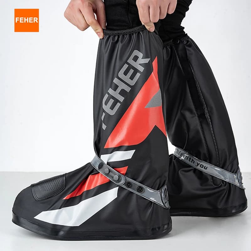 FEHER Copriscarpe Moto JK-322 Impermeabili e Antifango in PVC Rinforzato Antistrappo Antiscivolo
