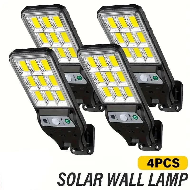 Lampada da parete solare 4 pezzi con sensore di movimento 108COB da esterno 3 modalità per terrazza, recinzione da giardino, padiglione e terrazza
