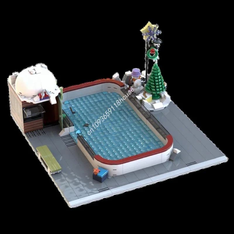Set di Costruzioni MOC da 535 Pezzi, Pista di Pattinaggio su Ghiaccio, Regalo di Natale per Bambini e Genitori, Assemblaggio Manuale