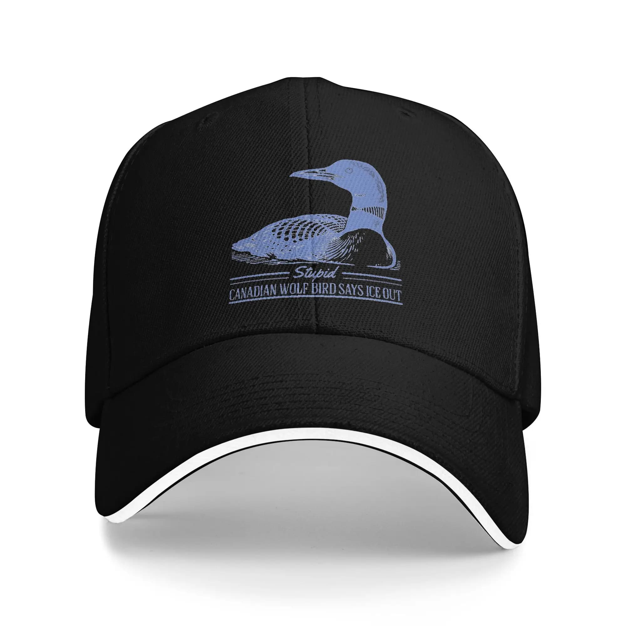 Cappellino da Baseball Vintage Unisex per Ragazzi con Stampa 'Stupid Canadian Wolf Bird Says Ice Out', Traspirante, Stile Trucker, Snapback, per Tennis e Skate, Idea Regalo