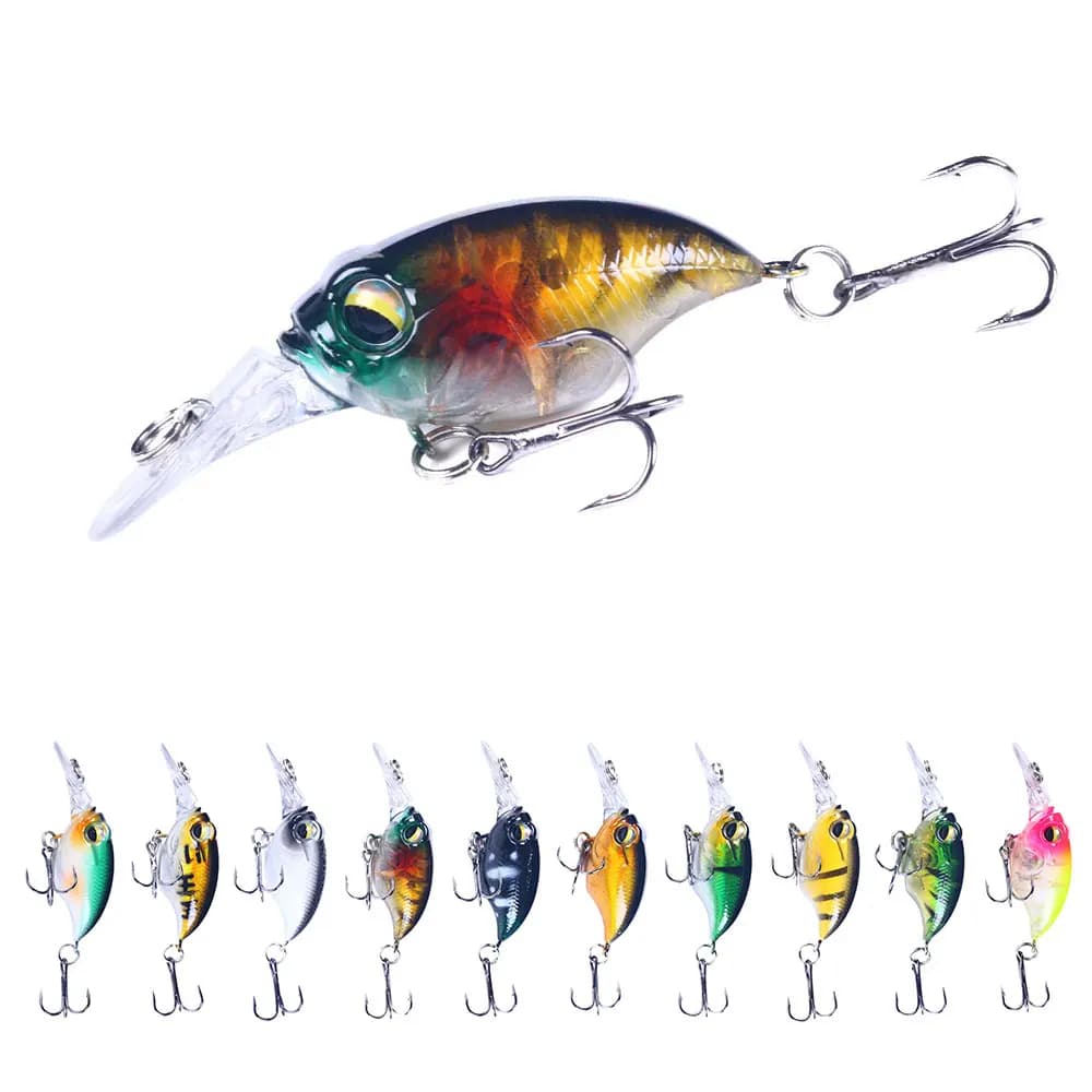 10 esche artificiali da pesca crankbait da 6 cm e 6,2 g per immersione profonda, wobbler ad alta frequenza 6 # Ami da pesca, esche artificiali dure per persico, trota e luccio
