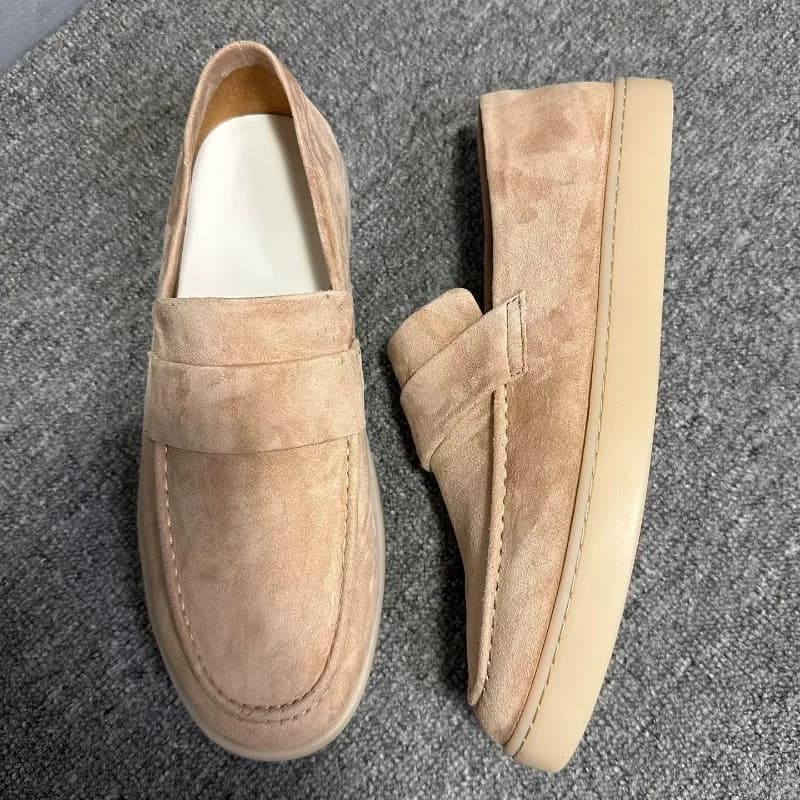 Mocassini Artigianali in Pelle Scamosciata Premium da Uomo, Stile Old Money, Slip-on, Scarpe Casual da Guida, Morbide e Comode, Scarpe da Skate