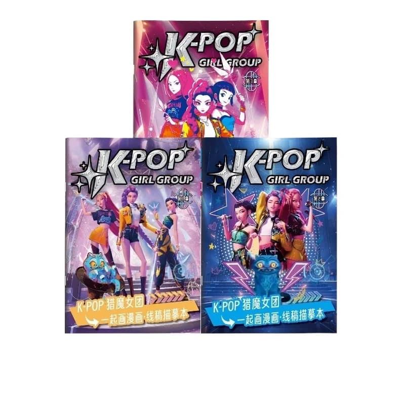 K-POP Devil Hunters' Group Line Sketch Red Coloring Book Thickened Graffiti Drawing Book Description Pen Control Drawing Book