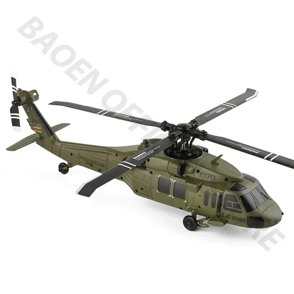 Wltoys K170 UH-60L 2.4G 4CH Elicottero RC con Giroscopio a 6 Assi e Motore Brushless Verde Militare RTF e Aereo RC XK K170