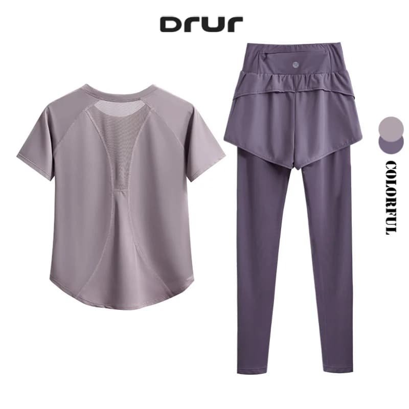 DRUR Set of women's yoga pants 2 pieces Complete with fast drying workout Gym Clothing Large Sports Top High Waist Leggings Yoga complex New