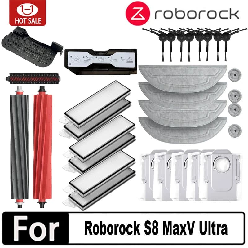 Roborock S8 MaxV Ultra robot Aspirapolvere Accessori mop Choth sacchetti per aspirapolvere Filtro spazzola laterale Pezzi di ricambio sostituibili