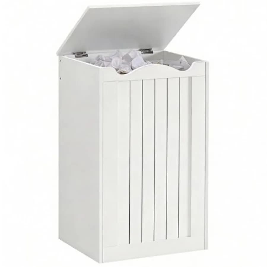Trash Can Cabinet, 13 Gallons Hidden Kitchen Garbage Can with Lid, No Inner Bin Needed, Wooden Recycling Trash Bin Cabinet for