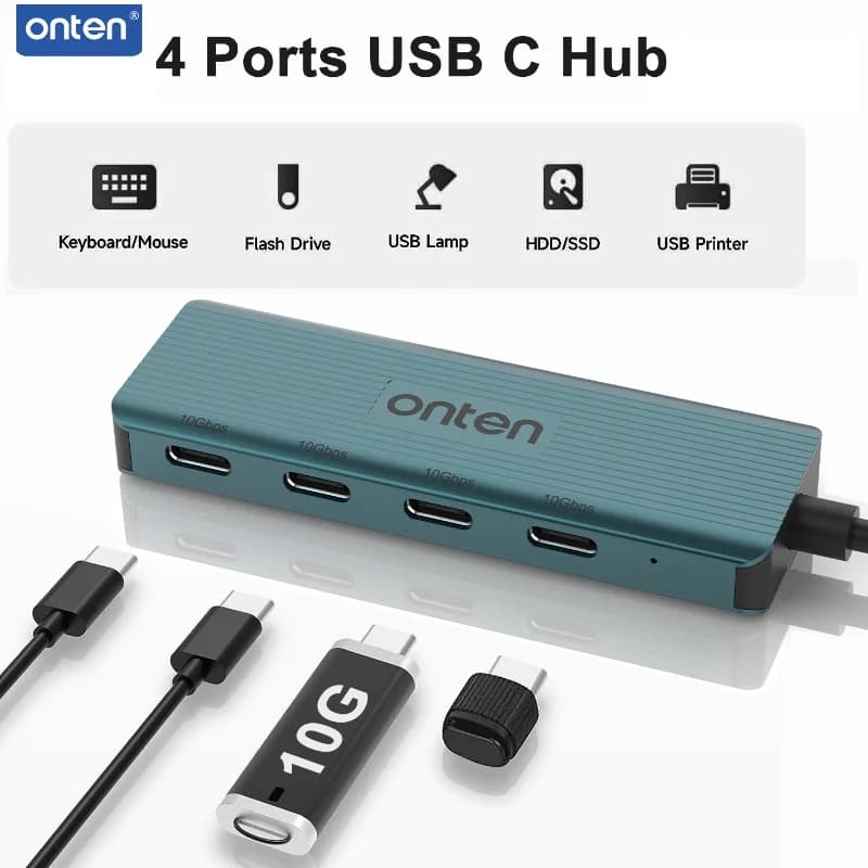 Hub USB C 4-in-1 ONTEN con 4 Porte USB 3.2 Gen2 10Gbps, Adattatore Type-C OTG Splitter per Laptop PC MacBook Pro