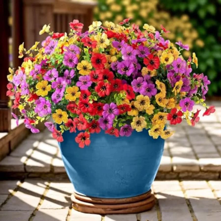 Artificial Flowers by Exterior, Fin Plants in Silk, Plastic Flowers for Outer and Interior, Front Portico, Suspended Planter