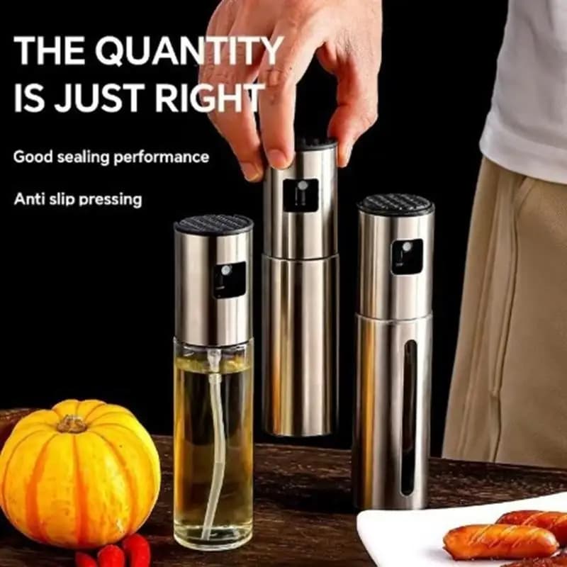 Olive Oil Sprayer for Air Fryer BPA Free Food Grade Glass Stainless Steel Oil Spray Bottle for Kitchen Cooking BBQ Salad