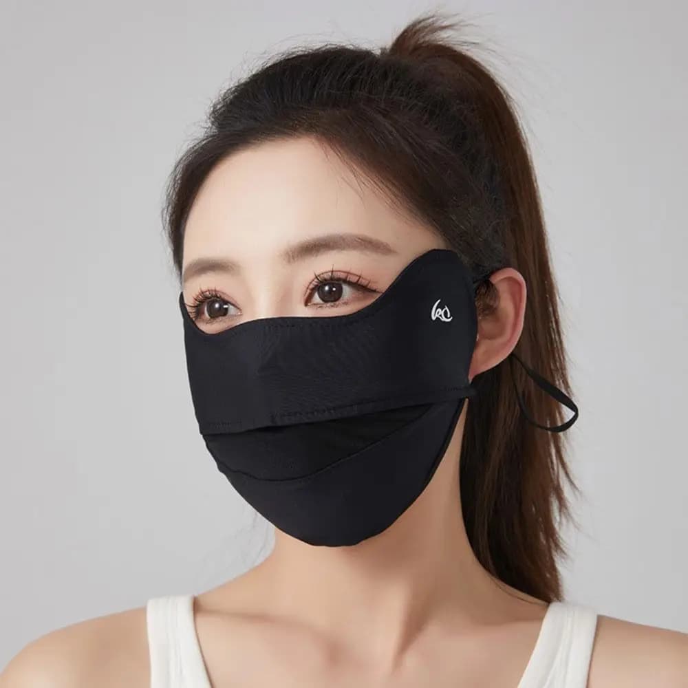 Nuova Maschera Estiva in Seta Ghiaccio Traspirante con Protezione UV e Rete, Maschera Sportiva con Ganci per le Orecchie