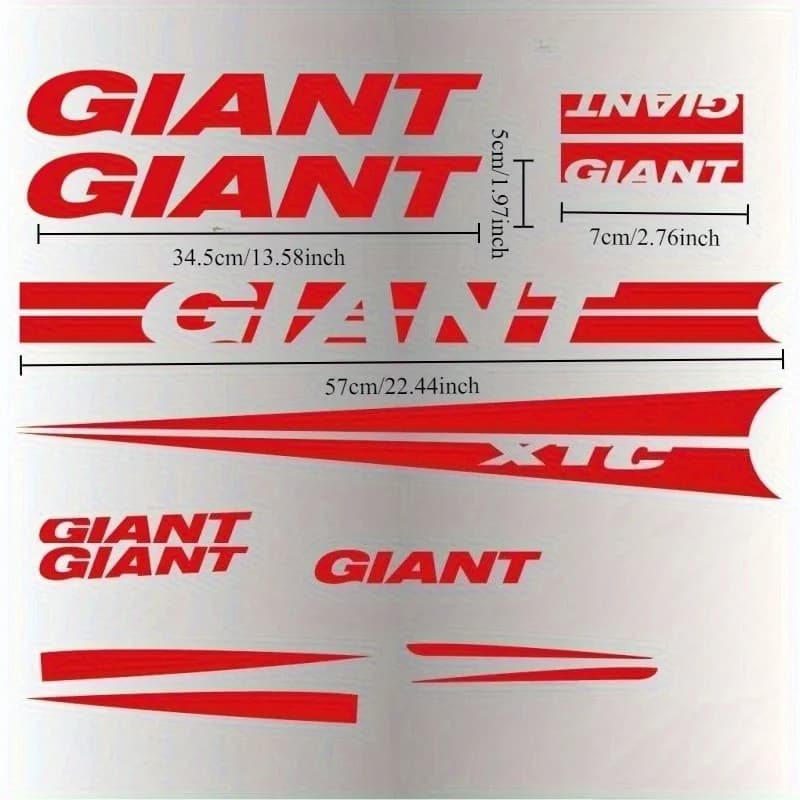 Set di Adesivi in Vinile con Logo GIANT, Decalcomania Impermeabile Antigraffio per Telaio Bici da Strada, Casco e Borraccia