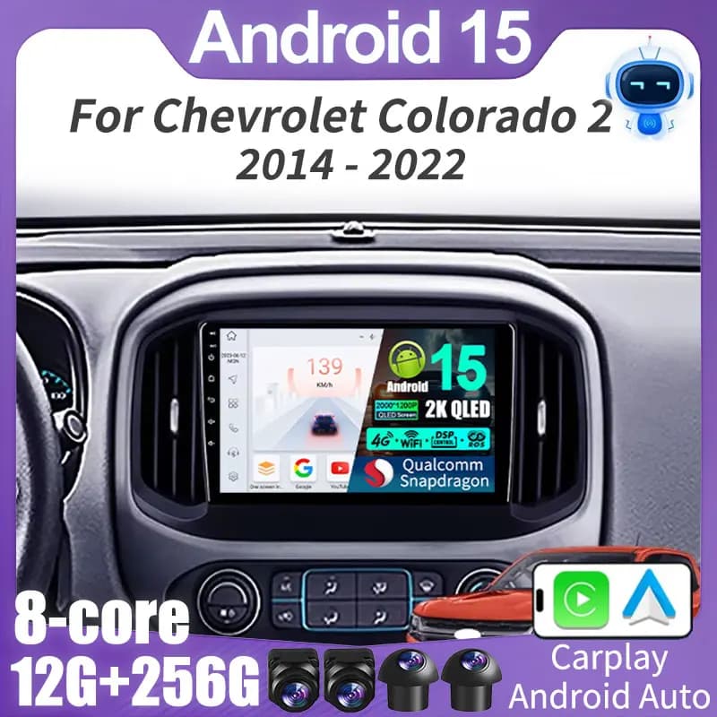 Autoradio Android 15 Per Chevrolet Colorado 2 2014 - 2022 Lettore Video Multimediale Navigazione stereo GPS Android No 2din QLED 360