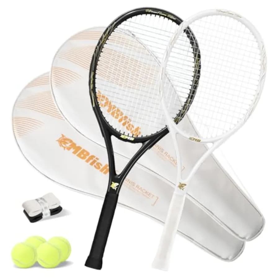 Set Racchette da Tennis - Super Convenienza con Corde Pre-Incordeate, Impugnatura Confortevole, Racchetta da Tennis 27'' per Principianti, Include 4 Palline da Tennis